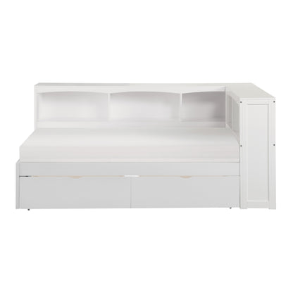 B2053BCW-1BCT* (4) Twin Bookcase Corner Bed with Storage Boxes - B2053BCW-1BCT* - Bien Home Furniture &amp; Electronics