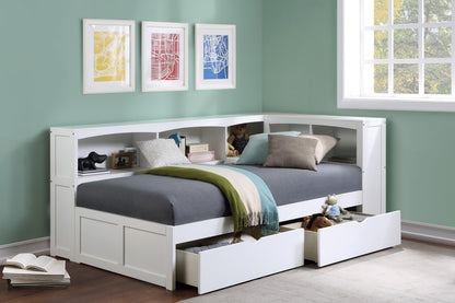 B2053BCW-1BCT* (4) Twin Bookcase Corner Bed with Storage Boxes - B2053BCW-1BCT* - Bien Home Furniture &amp; Electronics