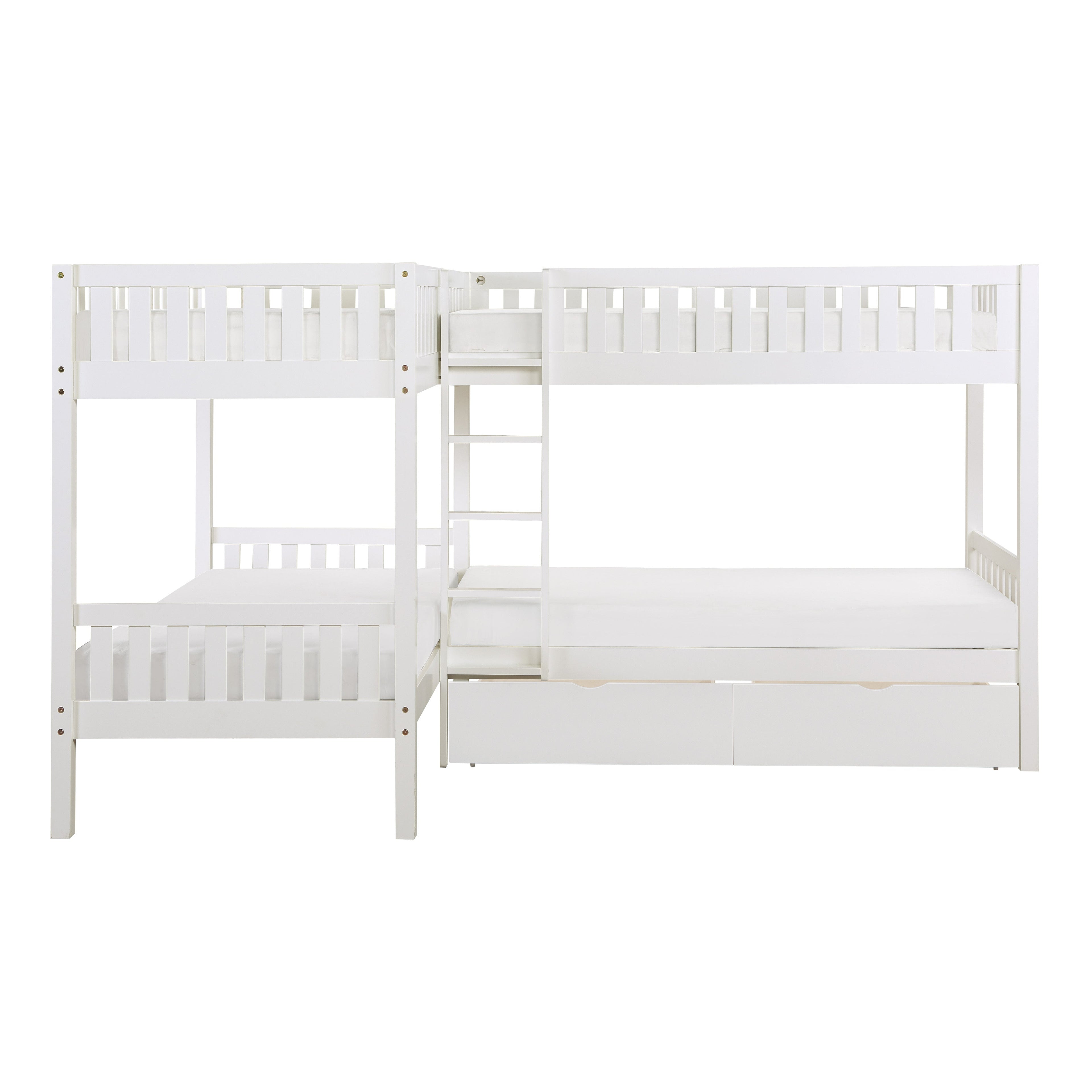 B2053CNW-1T* (4) Corner Bunk Bed with Storage Boxes - B2053CNW-1T* - Bien Home Furniture &amp; Electronics
