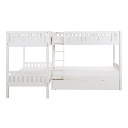 B2053CNW-1T* (4) Corner Bunk Bed with Storage Boxes - B2053CNW-1T* - Bien Home Furniture &amp; Electronics