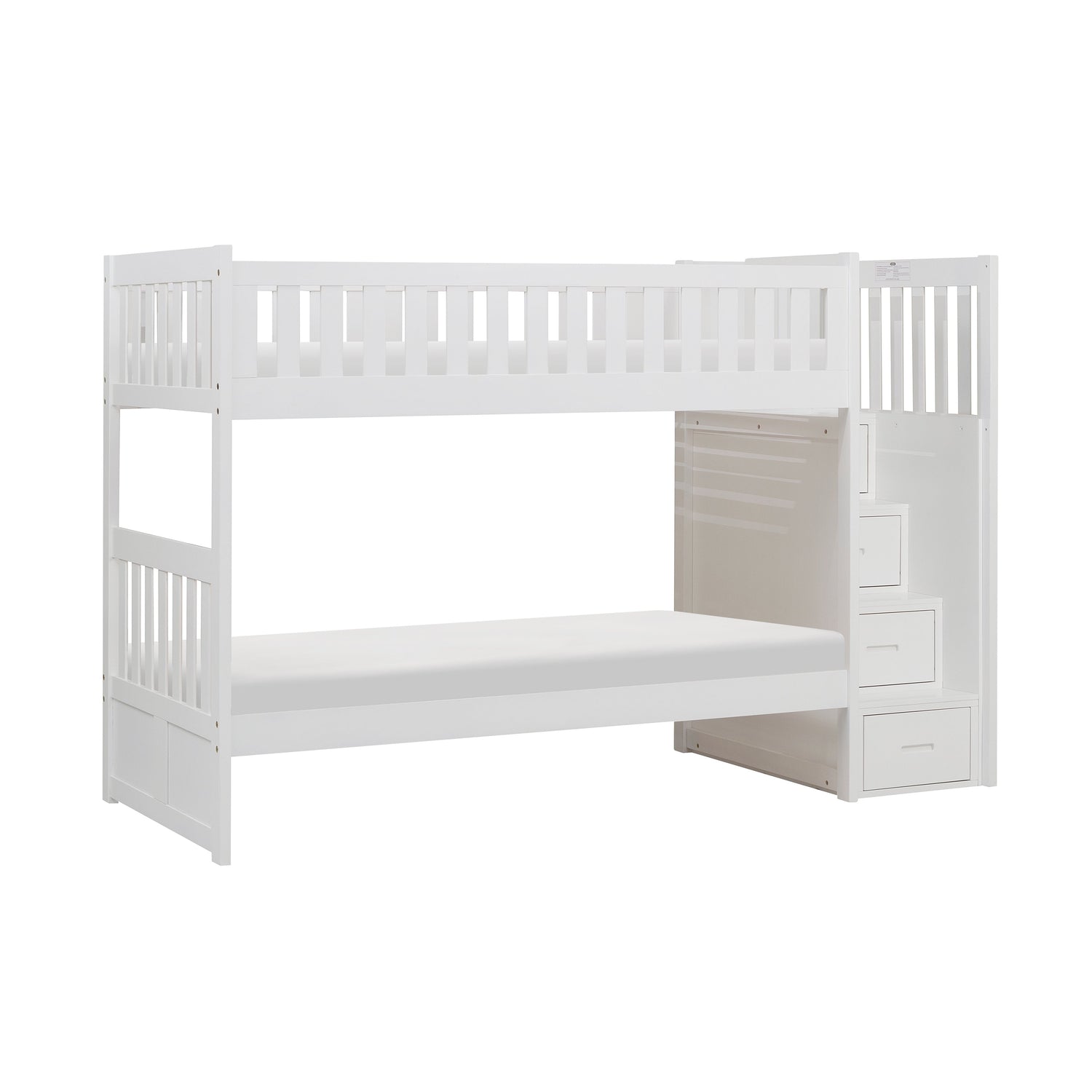 B2053SBW-1* (4) Twin/Twin Step Bunk Bed - B2053SBW-1* - Bien Home Furniture &amp; Electronics