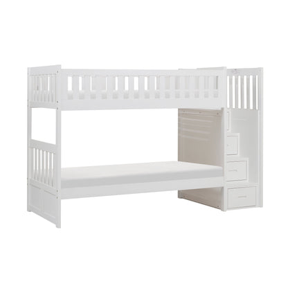 B2053SBW-1* (4) Twin/Twin Step Bunk Bed - B2053SBW-1* - Bien Home Furniture &amp; Electronics