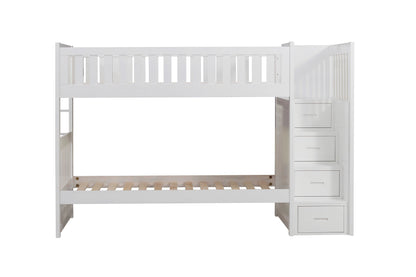 B2053SBW-1* (4) Twin/Twin Step Bunk Bed - B2053SBW-1* - Bien Home Furniture &amp; Electronics
