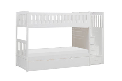B2053SBW-1*R (5) Twin/Twin Step Bunk Bed with Twin Trundle - B2053SBW-1*R - Bien Home Furniture &amp; Electronics
