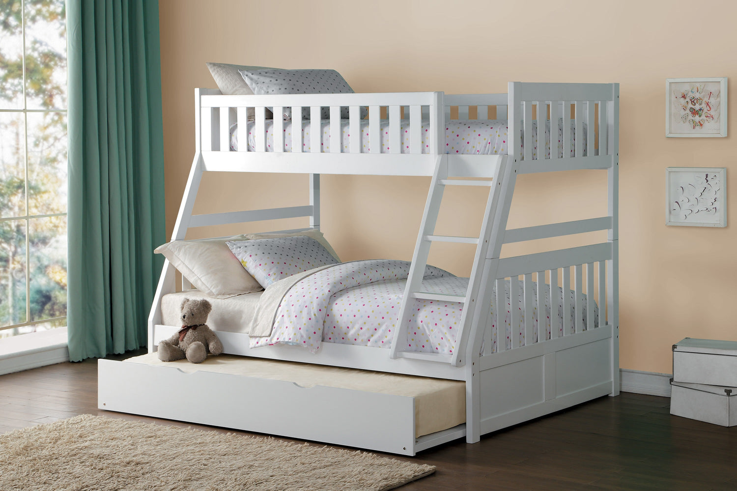 B2053TFW-1*R (4) Twin/Full Bunk Bed with Twin Trundle - B2053TFW-1*R - Bien Home Furniture &amp; Electronics