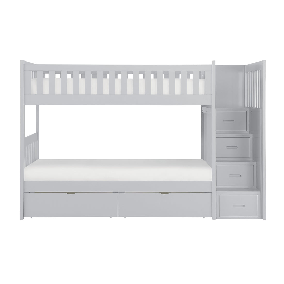 B2063SB-1*T (5) Twin/Twin Step Bunk Bed with Storage Boxes - B2063SB-1*T - Bien Home Furniture &amp; Electronics