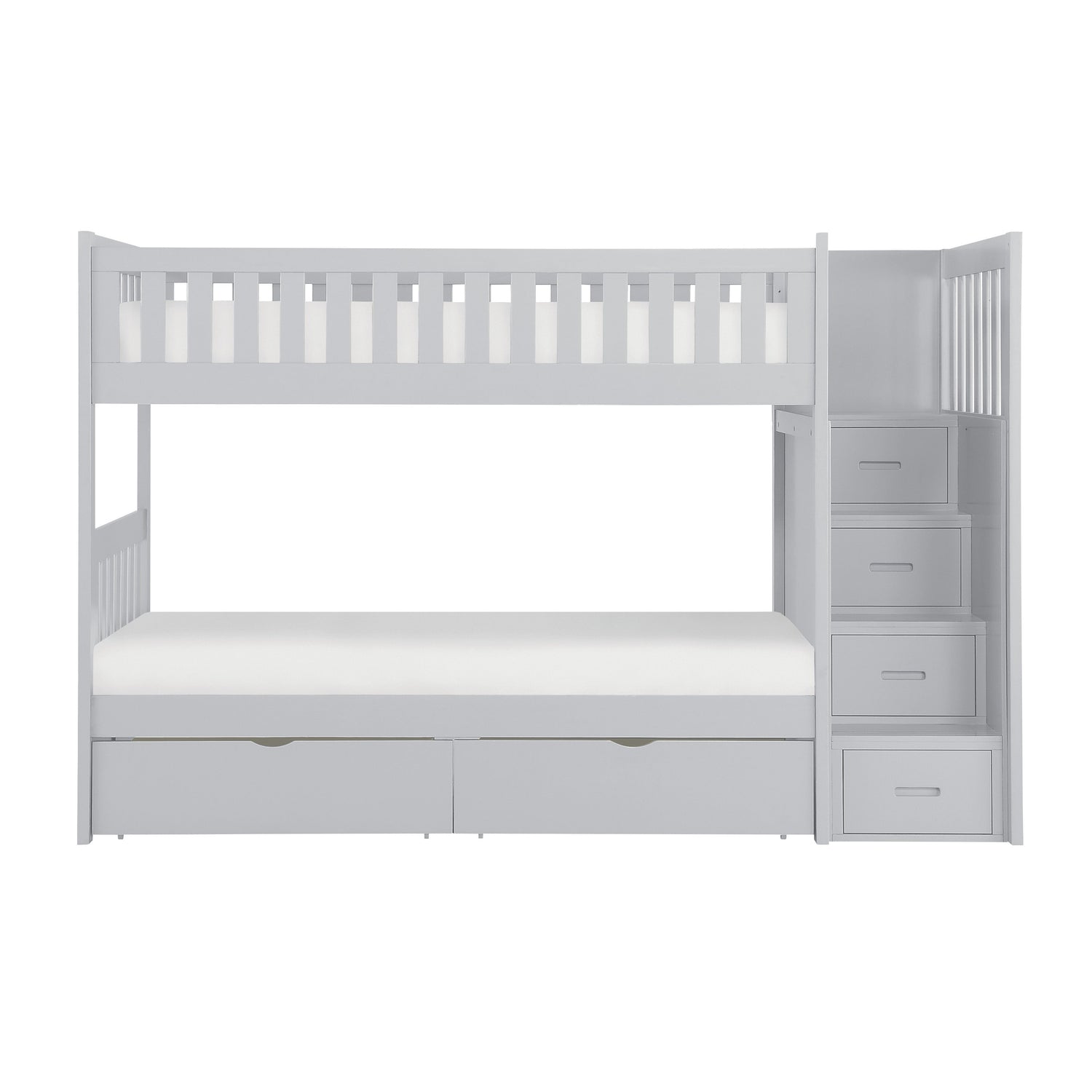 B2063SB-1*T (5) Twin/Twin Step Bunk Bed with Storage Boxes - B2063SB-1*T - Bien Home Furniture &amp; Electronics