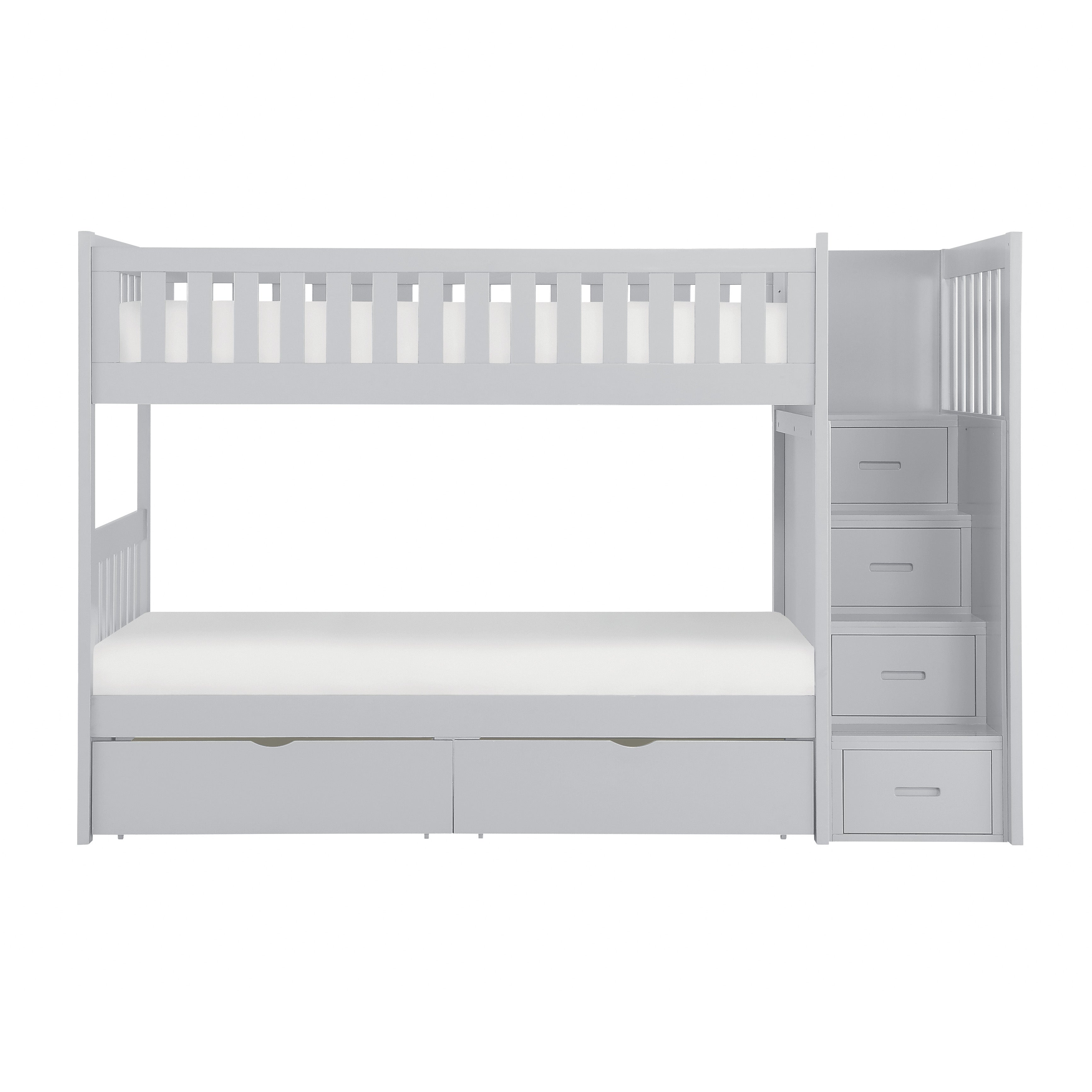 B2063SB-1*T (5) Twin/Twin Step Bunk Bed with Storage Boxes - B2063SB-1*T - Bien Home Furniture &amp; Electronics
