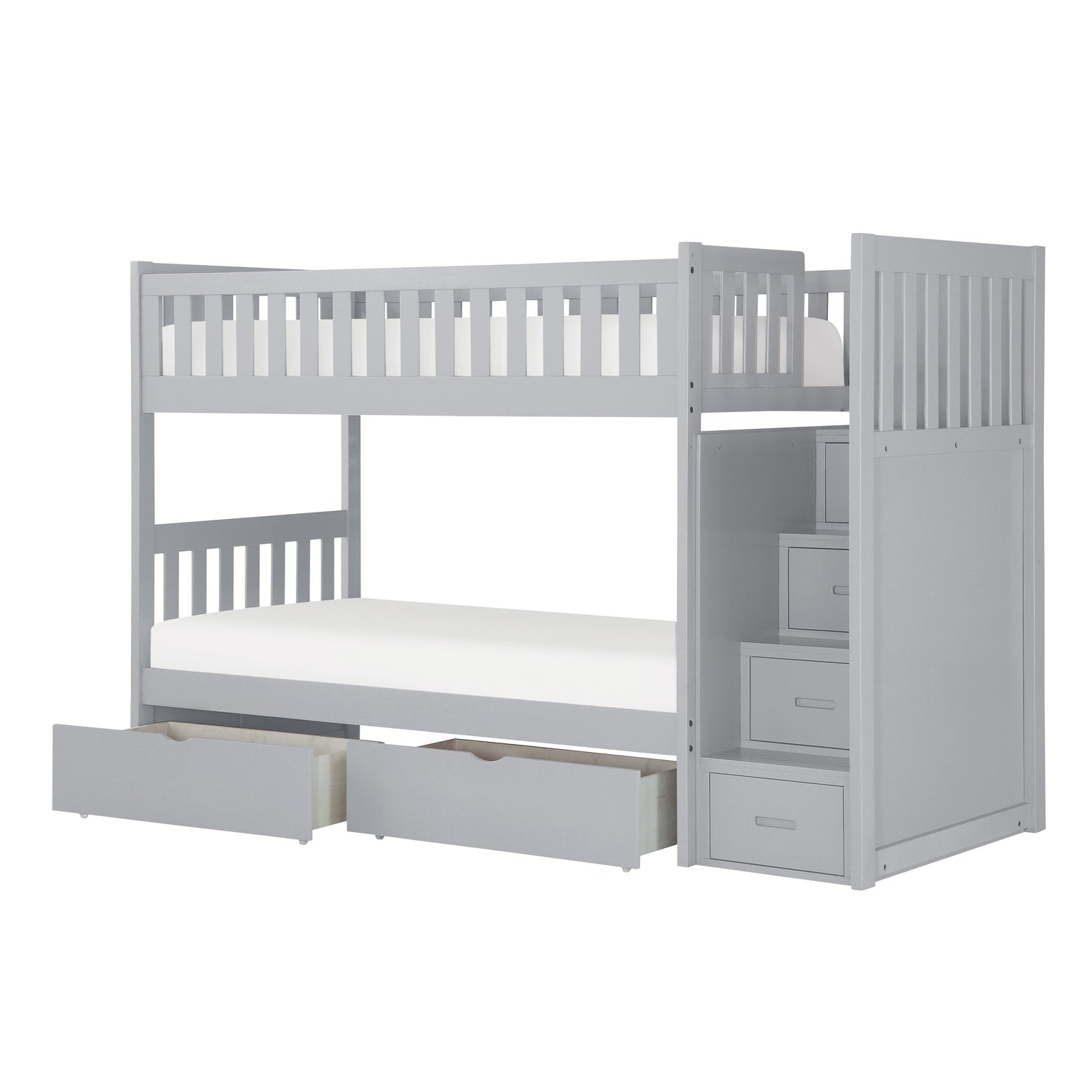 B2063SB-1*T (5) Twin/Twin Step Bunk Bed with Storage Boxes - B2063SB-1*T - Bien Home Furniture &amp; Electronics