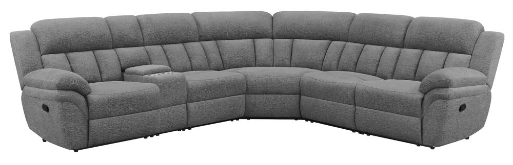 Bahrain 6-Piece Upholstered Motion Sectional Charcoal - 609540 - Bien Home Furniture &amp; Electronics