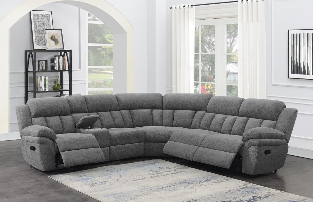 Bahrain 6-Piece Upholstered Motion Sectional Charcoal - 609540 - Bien Home Furniture &amp; Electronics