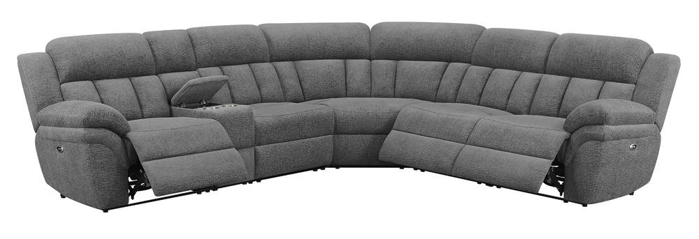 Bahrain 6-Piece Upholstered Power Sectional Charcoal - 609540P - Bien Home Furniture &amp; Electronics