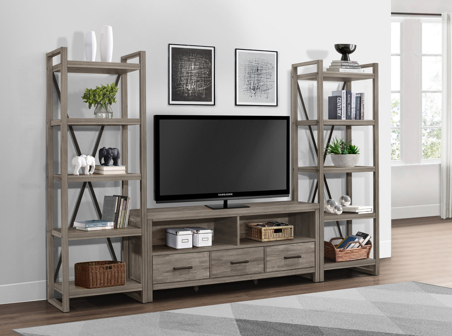 Bainbridge Weathered Gray TV Stand - 15260-66T - Bien Home Furniture &amp; Electronics