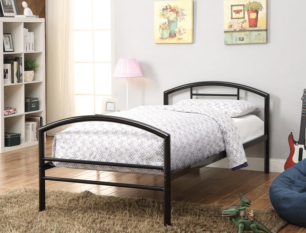 Baines Twin Metal Bed with Arched Headboard Black - 400157T - Bien Home Furniture &amp; Electronics