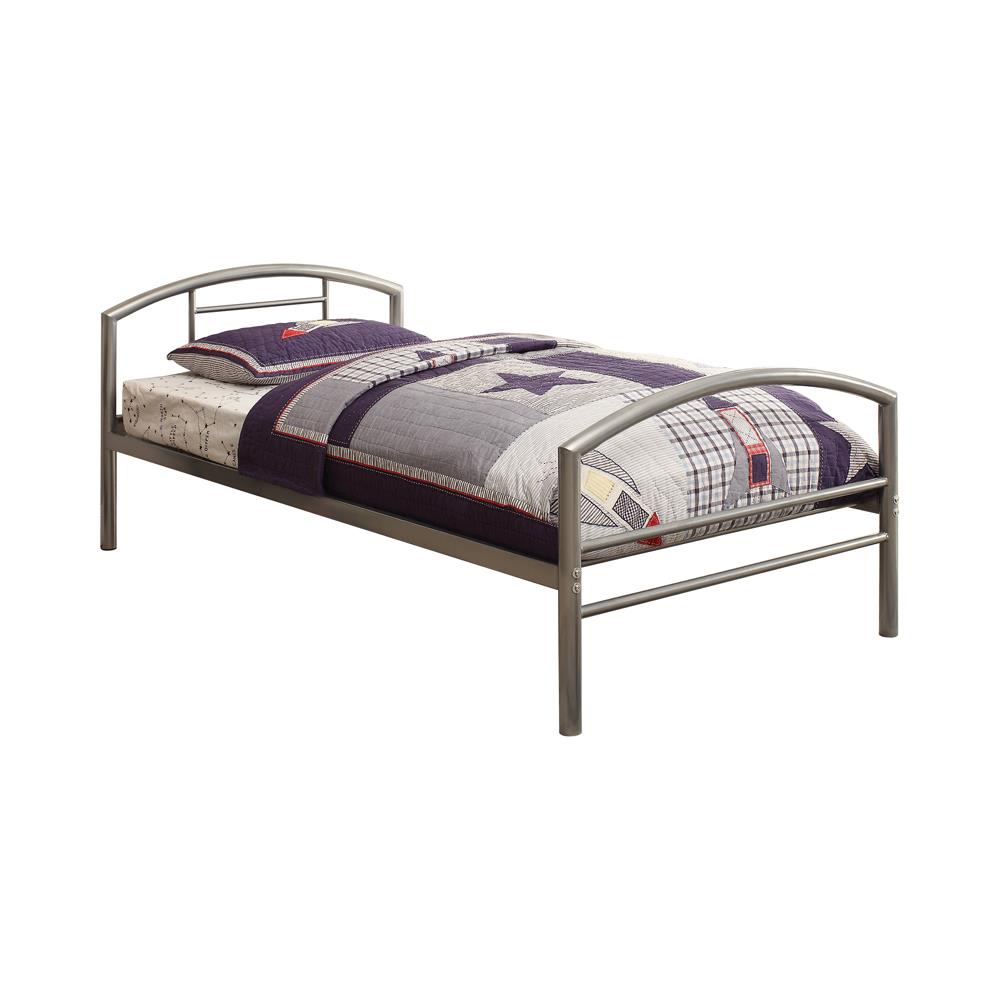 Baines Twin Metal Bed with Arched Headboard Silver - 400159T - Bien Home Furniture &amp; Electronics