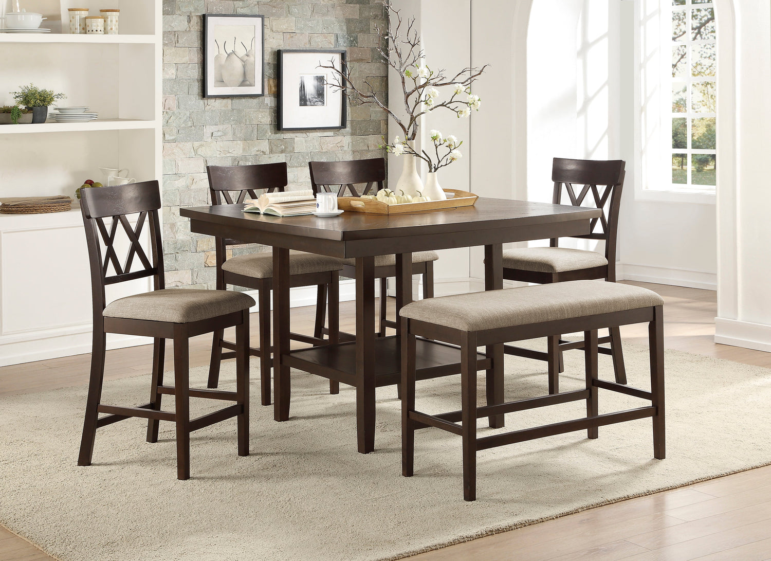 Balin Dark Brown Counter Height Table with Lazy Susan - 5716-36 - Bien Home Furniture &amp; Electronics