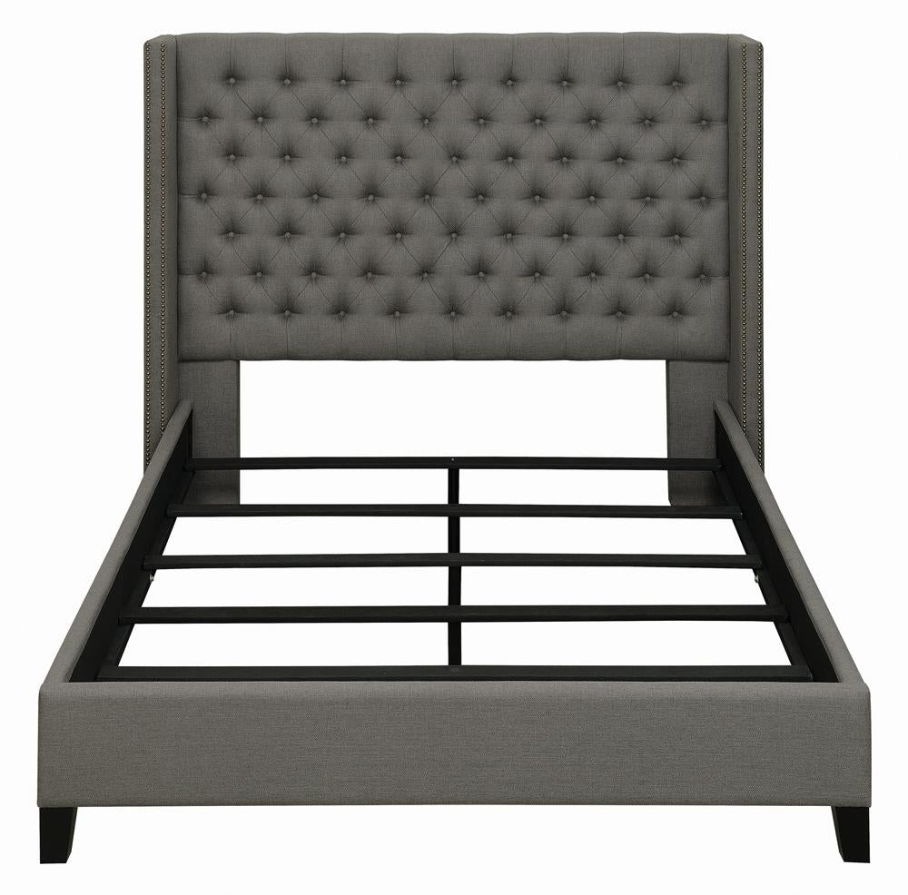 Bancroft Demi-wing Upholstered California King Bed Gray - 301405KW - Bien Home Furniture &amp; Electronics