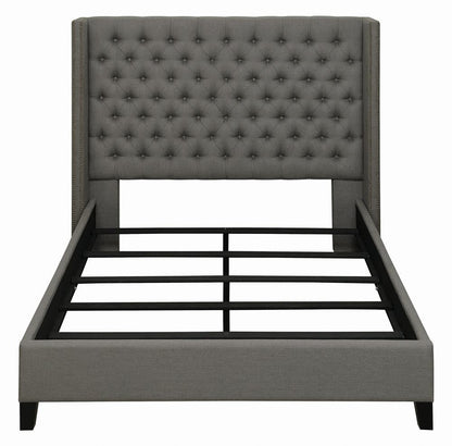 Bancroft Demi-wing Upholstered Full Bed Gray - 301405F - Bien Home Furniture &amp; Electronics