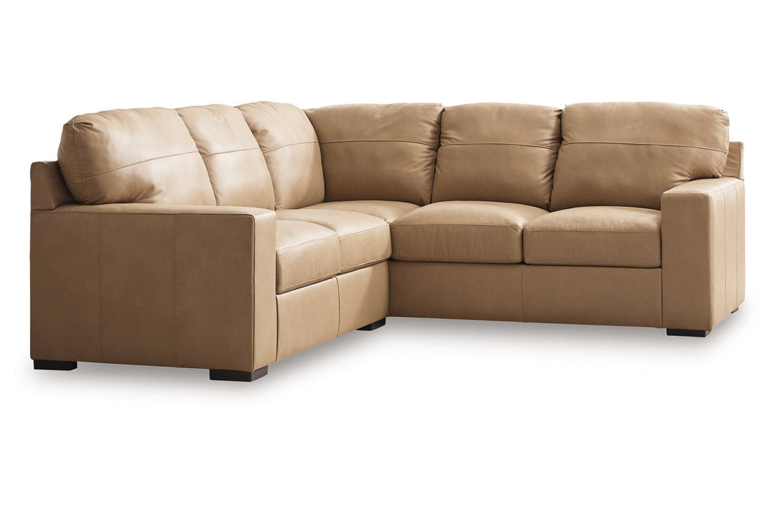 Bandon Toffee Leather 2-Piece RAF Sectional - SET | 3800649 | 3800655 - Bien Home Furniture &amp; Electronics