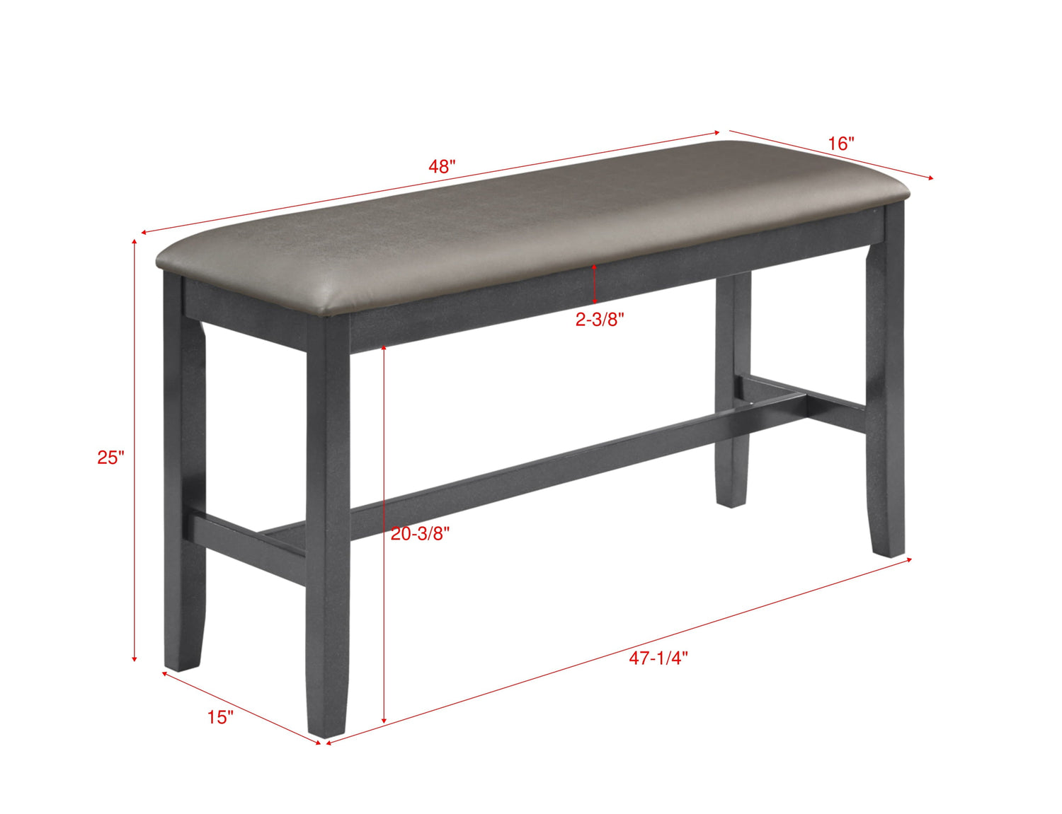 Bankston Gray Counter Height Bench - 2670ZC-BENCH - Bien Home Furniture &amp; Electronics