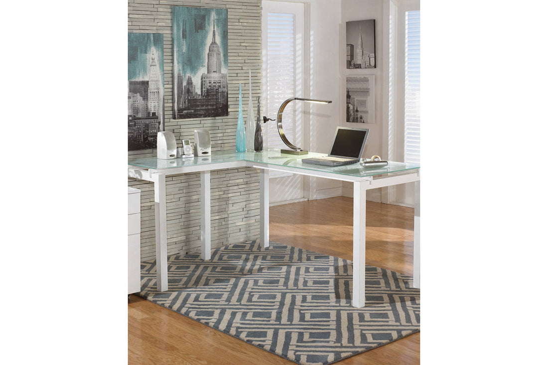 Baraga White Home Office L-Desk - H410-24 - Bien Home Furniture &amp; Electronics