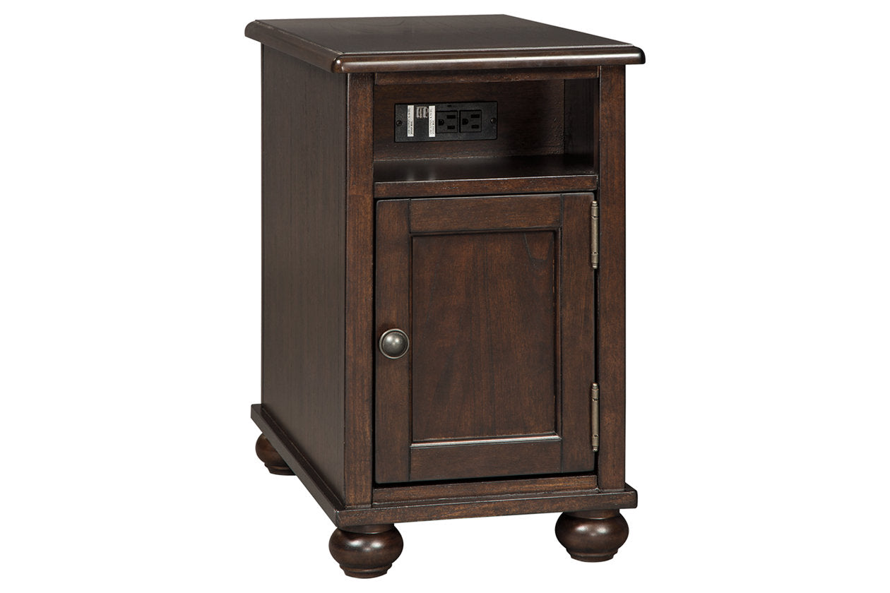 Barilanni Dark Brown Chairside End Table with USB Ports &amp; Outlets - T934-7 - Bien Home Furniture &amp; Electronics