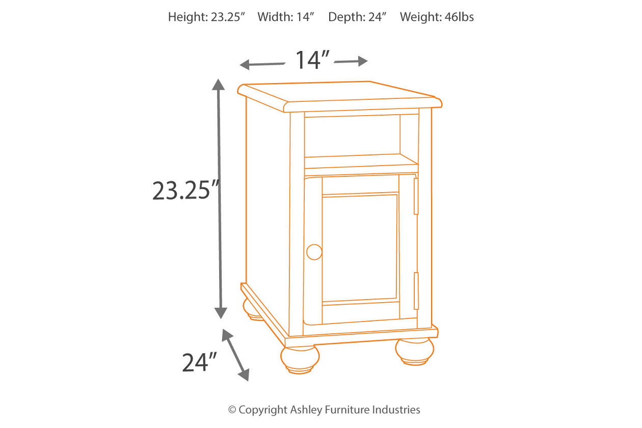 Barilanni Dark Brown Chairside End Table with USB Ports &amp; Outlets - T934-7 - Bien Home Furniture &amp; Electronics