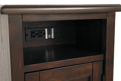 Barilanni Dark Brown Chairside End Table with USB Ports &amp; Outlets - T934-7 - Bien Home Furniture &amp; Electronics