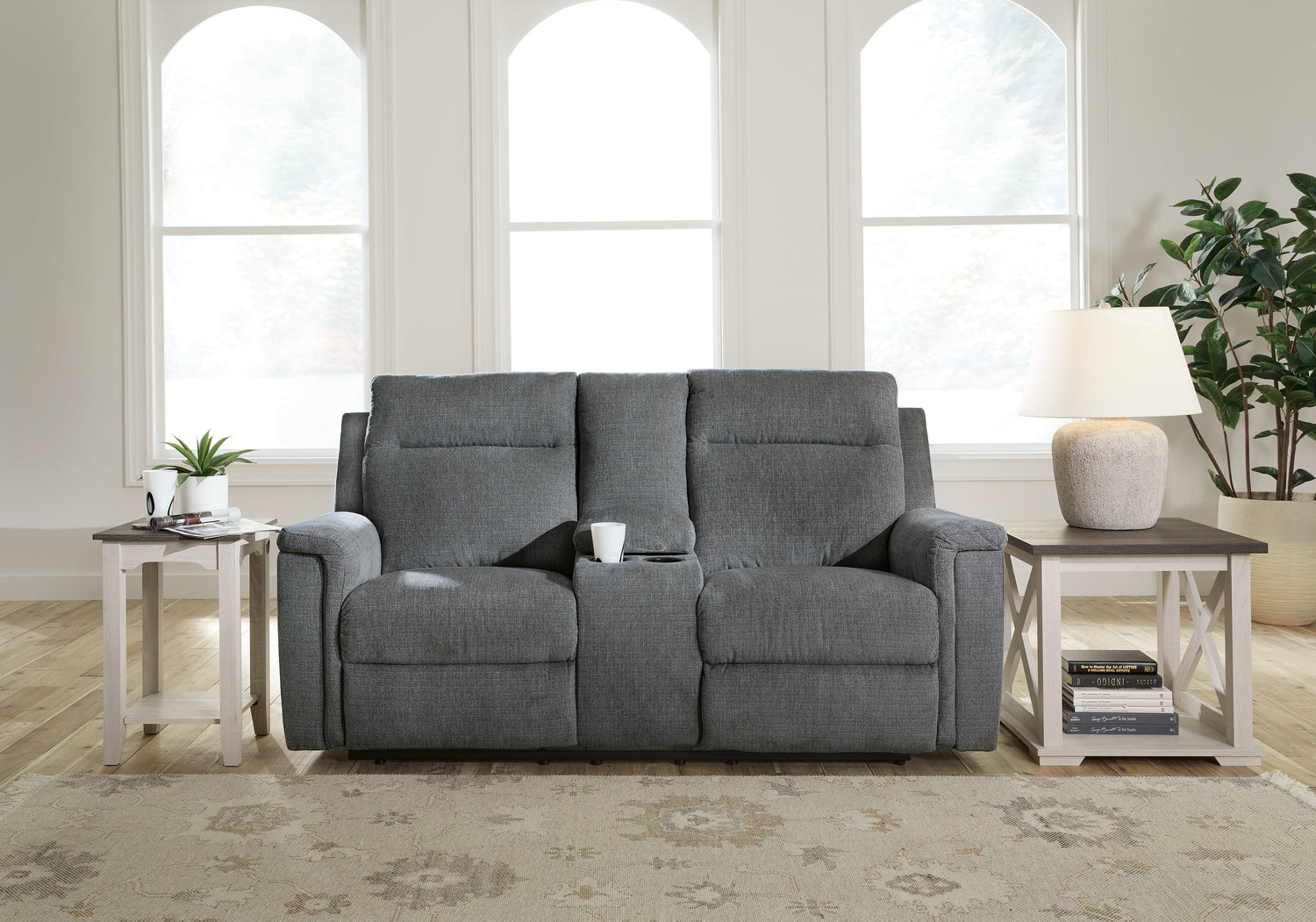Barnsana Gravel Power Reclining Loveseat with Console - 3320296 - Bien Home Furniture &amp; Electronics