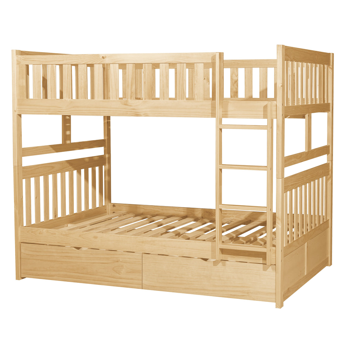 Bartly Pine Full/Full Bunk Bed with Storage Boxes - SET | B2043FF-1 | B2043FF-2 | B2043FF-SL | B2043-T - Bien Home Furniture &amp; Electronics