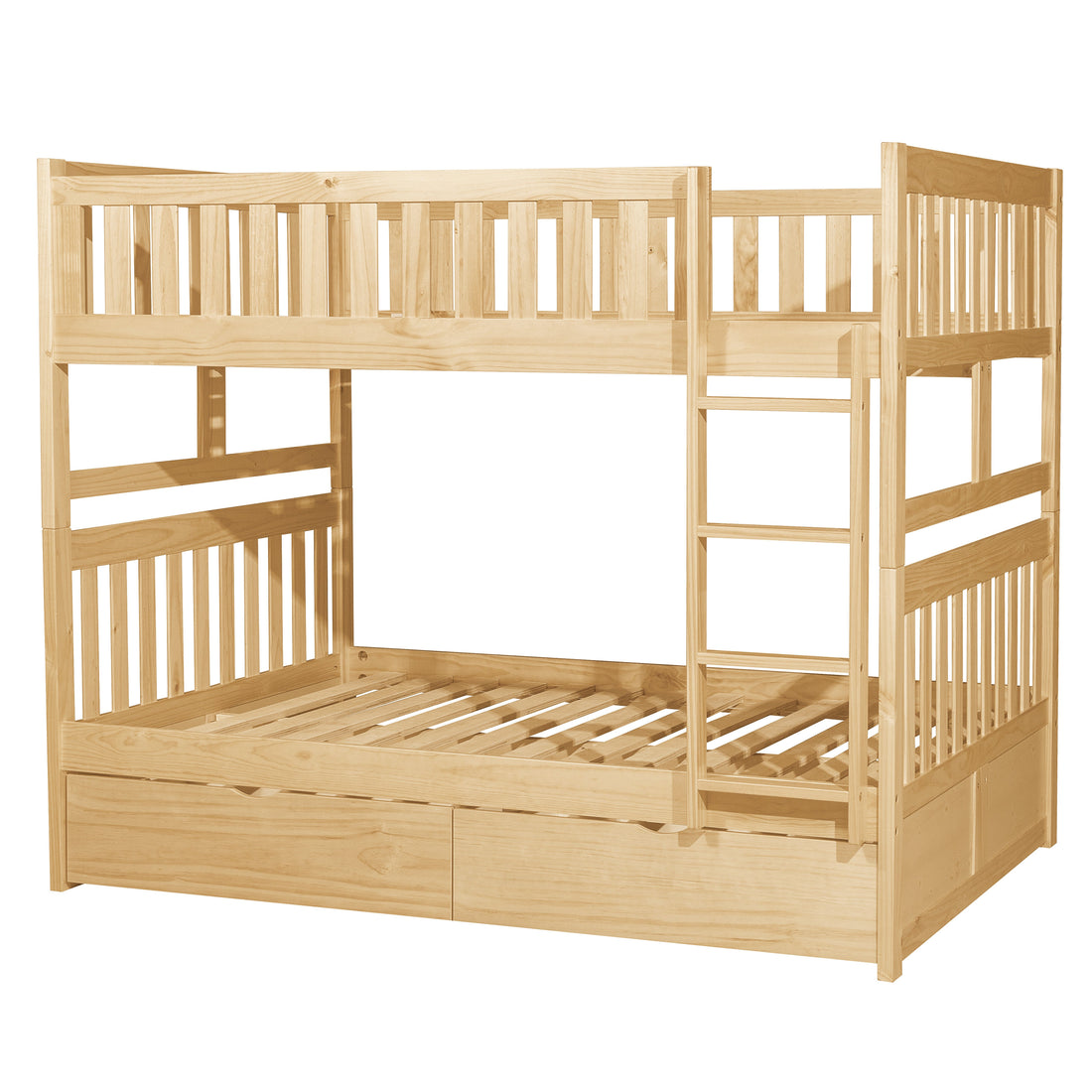Bartly Pine Full/Full Bunk Bed with Storage Boxes - SET | B2043FF-1 | B2043FF-2 | B2043FF-SL | B2043-T - Bien Home Furniture & Electronics