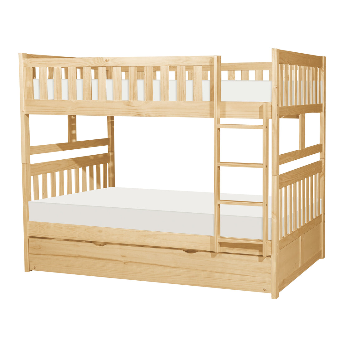 Bartly Pine Full/Full Bunk Bed with Twin Trundle - SET | B2043FF-1 | B2043FF-2 | B2043FF-SL | B2043-R - Bien Home Furniture &amp; Electronics