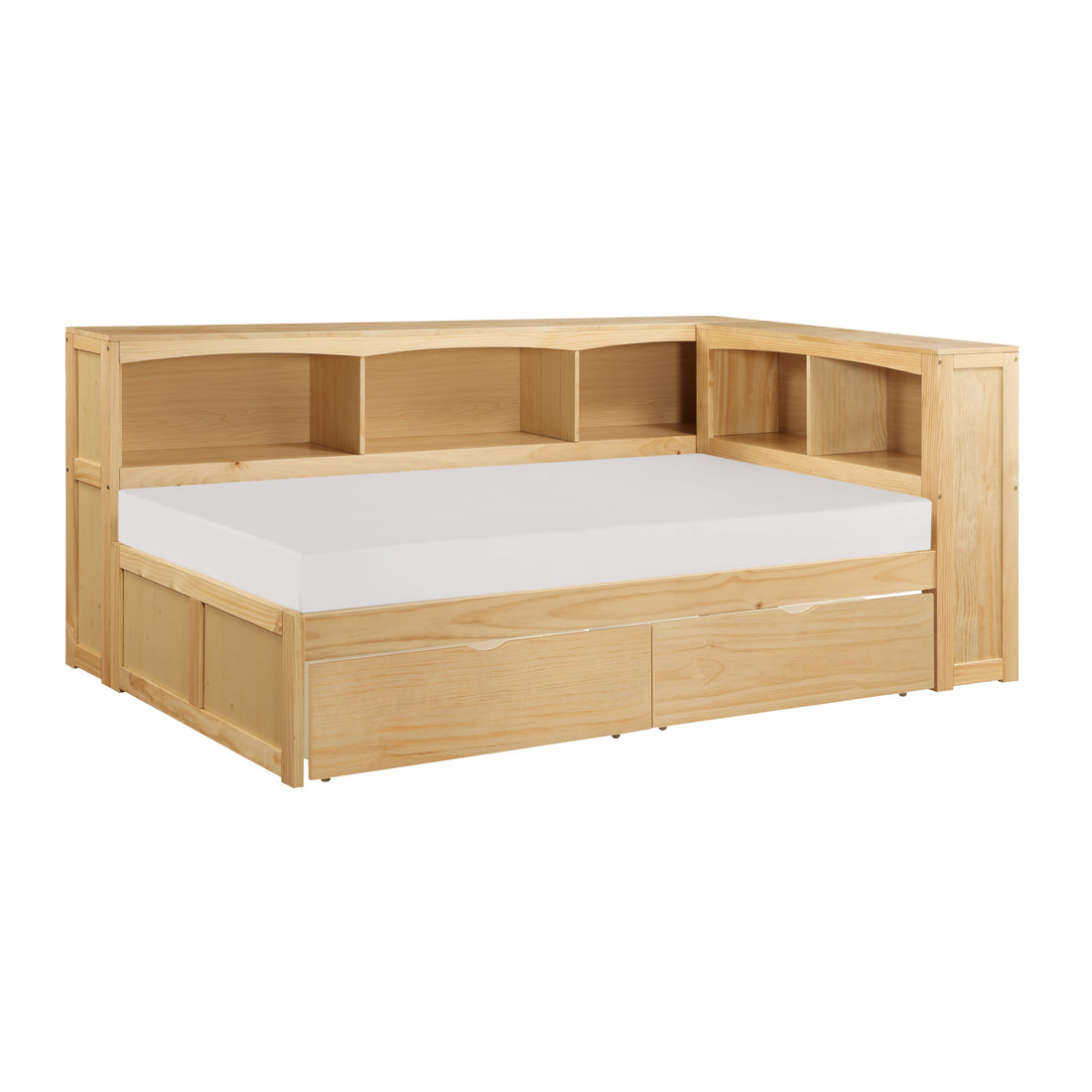 Bartly Pine Twin Bookcase Corner Bed with Storage Boxes - SET | B2043BC-1 | B2043BC-2 | B2043BC-BC | B2043-T - Bien Home Furniture &amp; Electronics