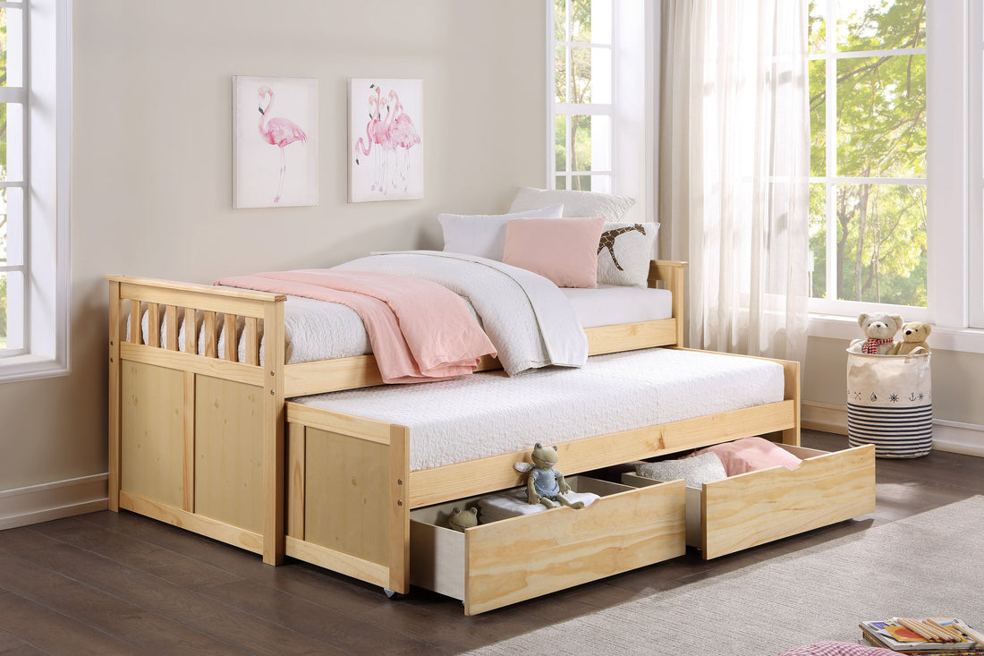 Bartly Pine Twin/Twin Bed with Storage Boxes - SET | B2043RT-1 | B2043RT-2 | B2043RT-SL | B2043-T - Bien Home Furniture &amp; Electronics
