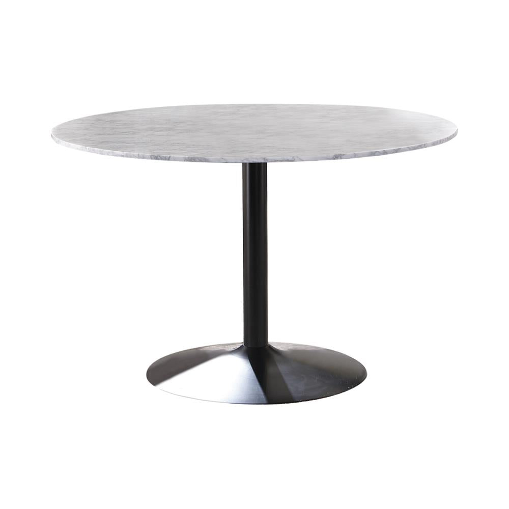 Bartole White/Matte Black Round Dining Table - 108020 - Bien Home Furniture &amp; Electronics