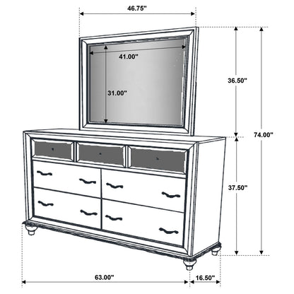 Barzini 7-drawer Dresser with Mirror White - 205893M - Bien Home Furniture &amp; Electronics