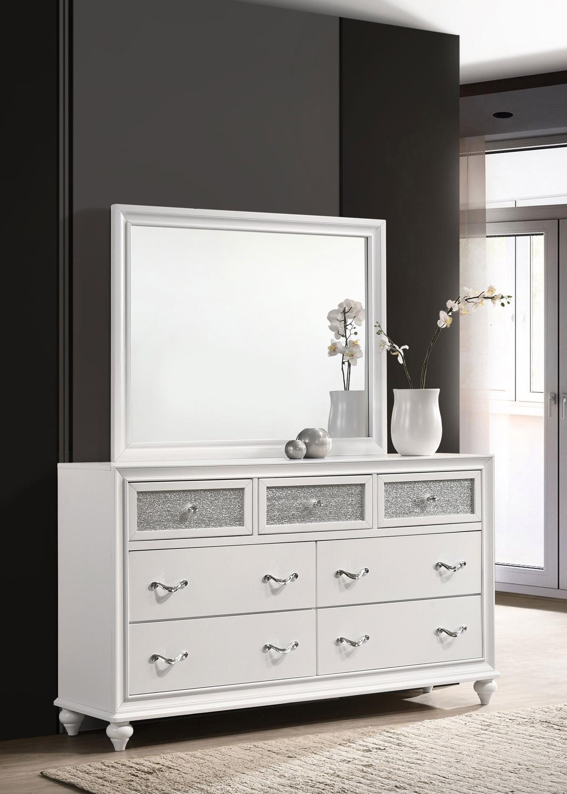 Barzini 7-drawer Dresser with Mirror White - 205893M - Bien Home Furniture &amp; Electronics