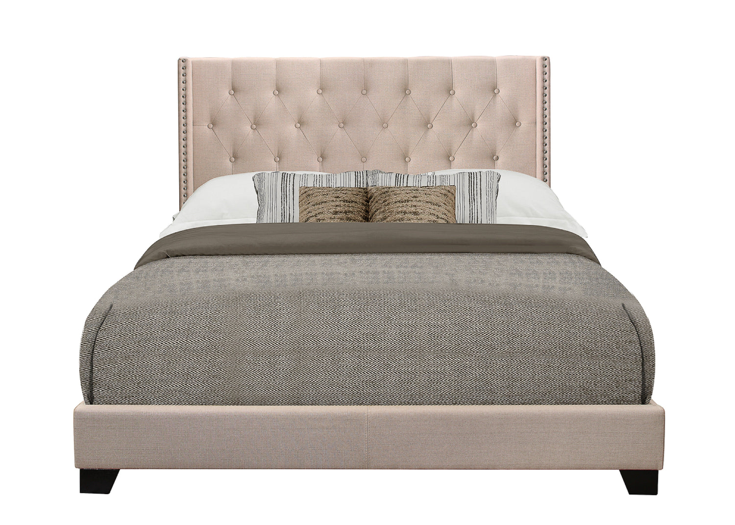 Barzini Beige King Upholstered Bed - SH215KBGE-1 - Bien Home Furniture &amp; Electronics