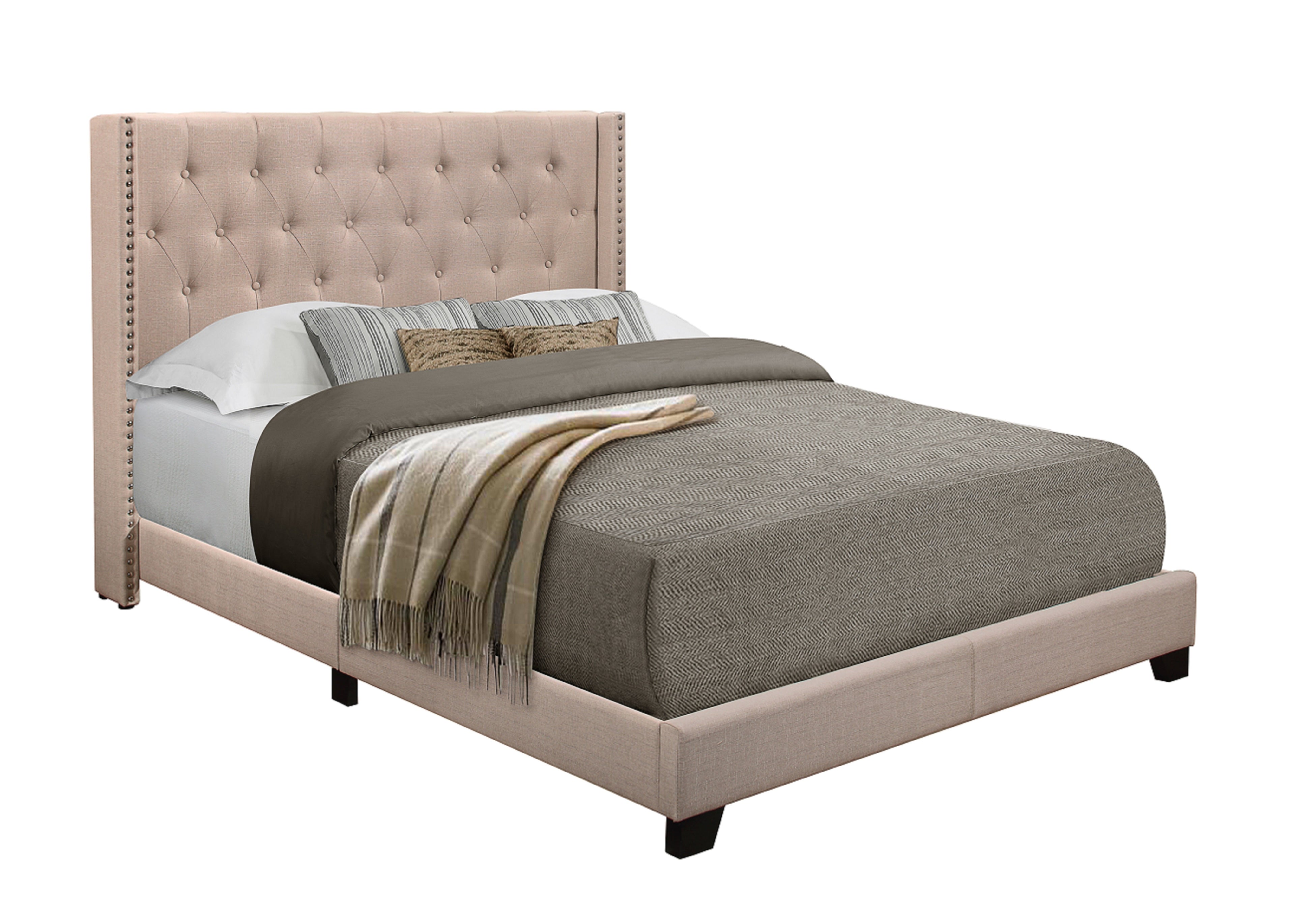Barzini Beige Queen Upholstered Bed - SH215BGE-1 - Bien Home Furniture &amp; Electronics