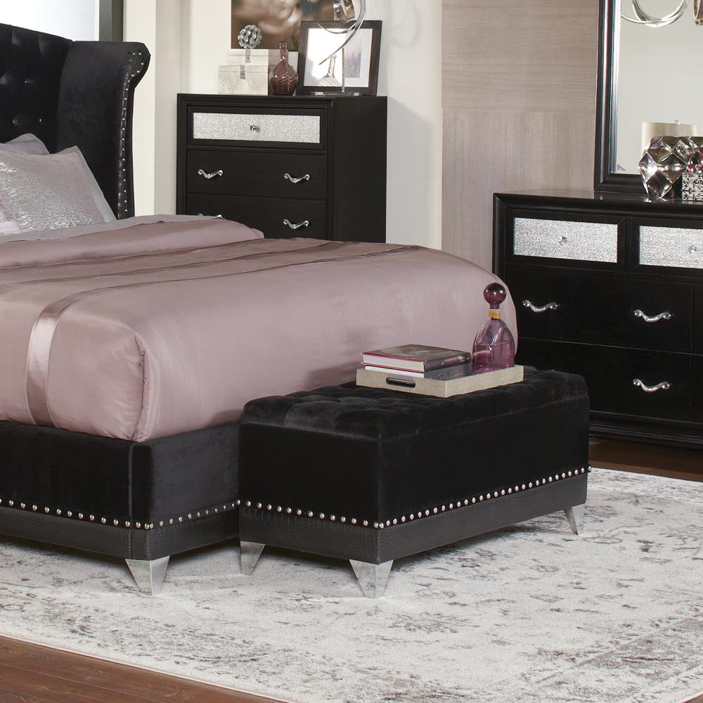 Barzini Black Tufted Rectangular Trunk with Nailhead - 300644 - Bien Home Furniture &amp; Electronics