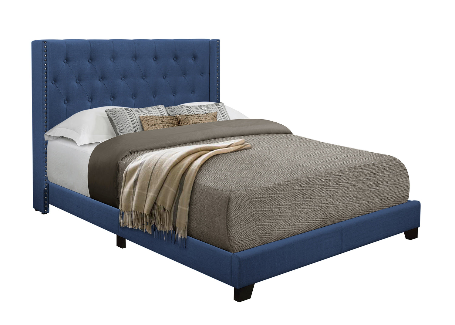 Barzini Blue King Upholstered Bed - SH215KBLU-1 - Bien Home Furniture &amp; Electronics