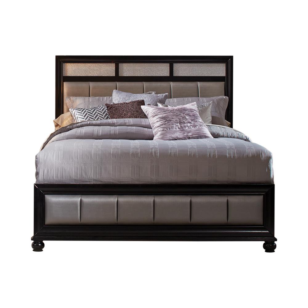Barzini Eastern King Upholstered Bed Black/Gray - 200891KE - Bien Home Furniture &amp; Electronics