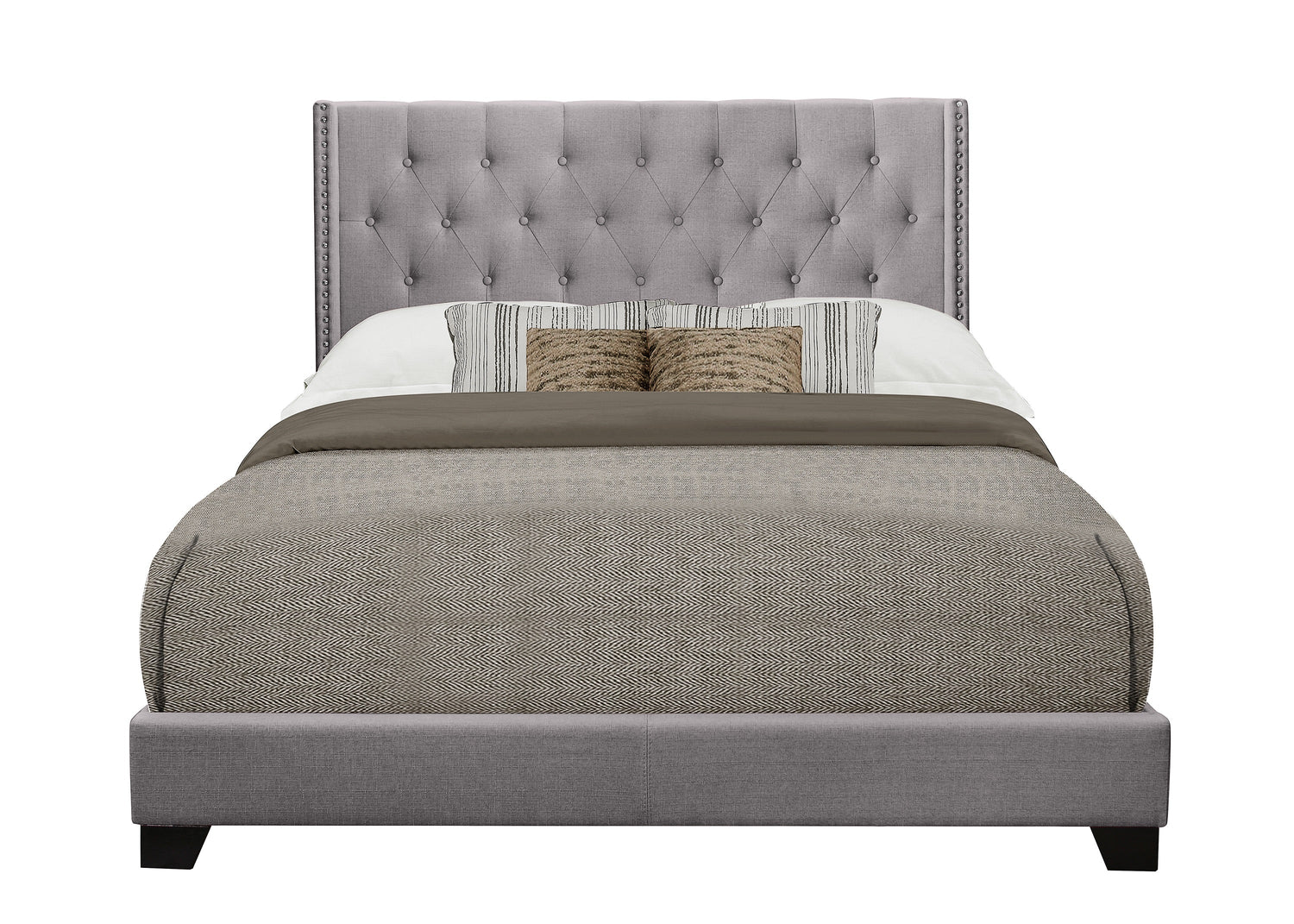 Barzini Gray Queen Upholstered Bed - SH215GRY-1 - Bien Home Furniture &amp; Electronics