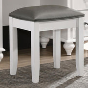 Barzini Metallic/White Upholstered Vanity Stool - 205897STL - Bien Home Furniture & Electronics
