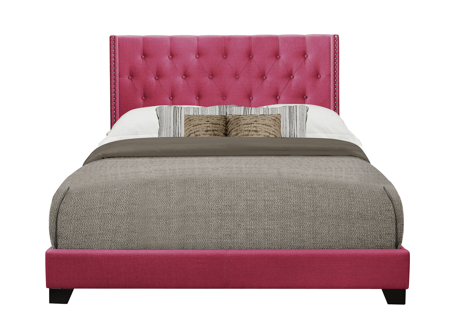 Barzini Pink Queen Upholstered Bed - SH215PNK-1 - Bien Home Furniture &amp; Electronics