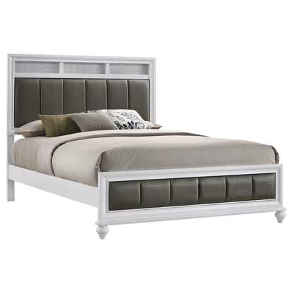 Barzini Queen Upholstered Panel Bed White - 205891Q - Bien Home Furniture &amp; Electronics