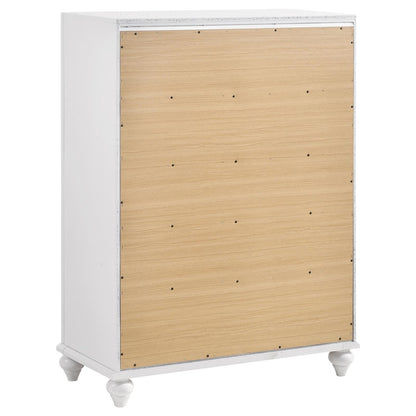 Barzini White 5-Drawer Chest - 205895 - Bien Home Furniture &amp; Electronics