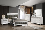Barzini White Upholstered Panel Bedroom Set - SET | 205891Q | 205892 | 205895 - Bien Home Furniture & Electronics