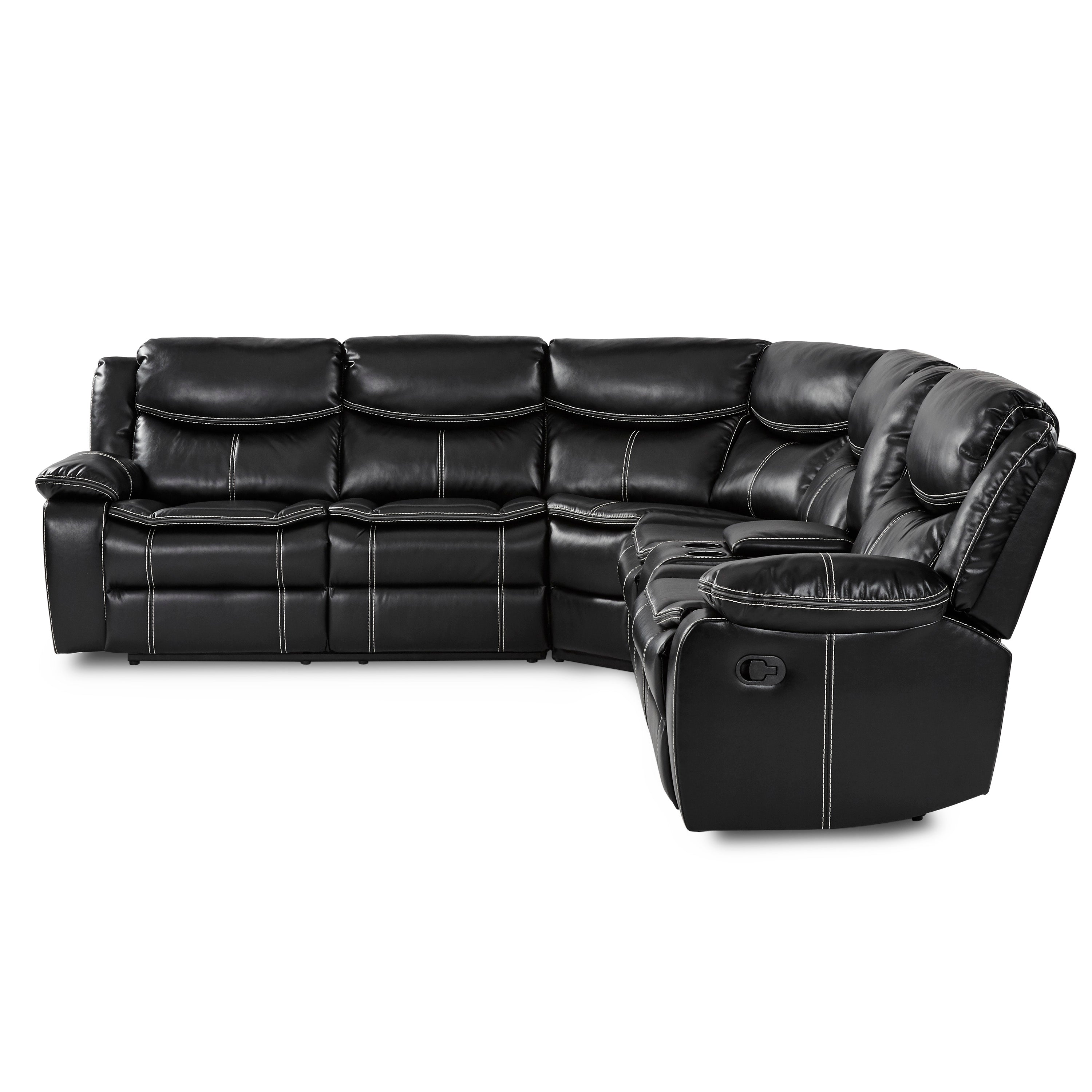 Bastrop Black 3-Piece Sectional with Right Console - 8230BLK*SC - Bien Home Furniture &amp; Electronics