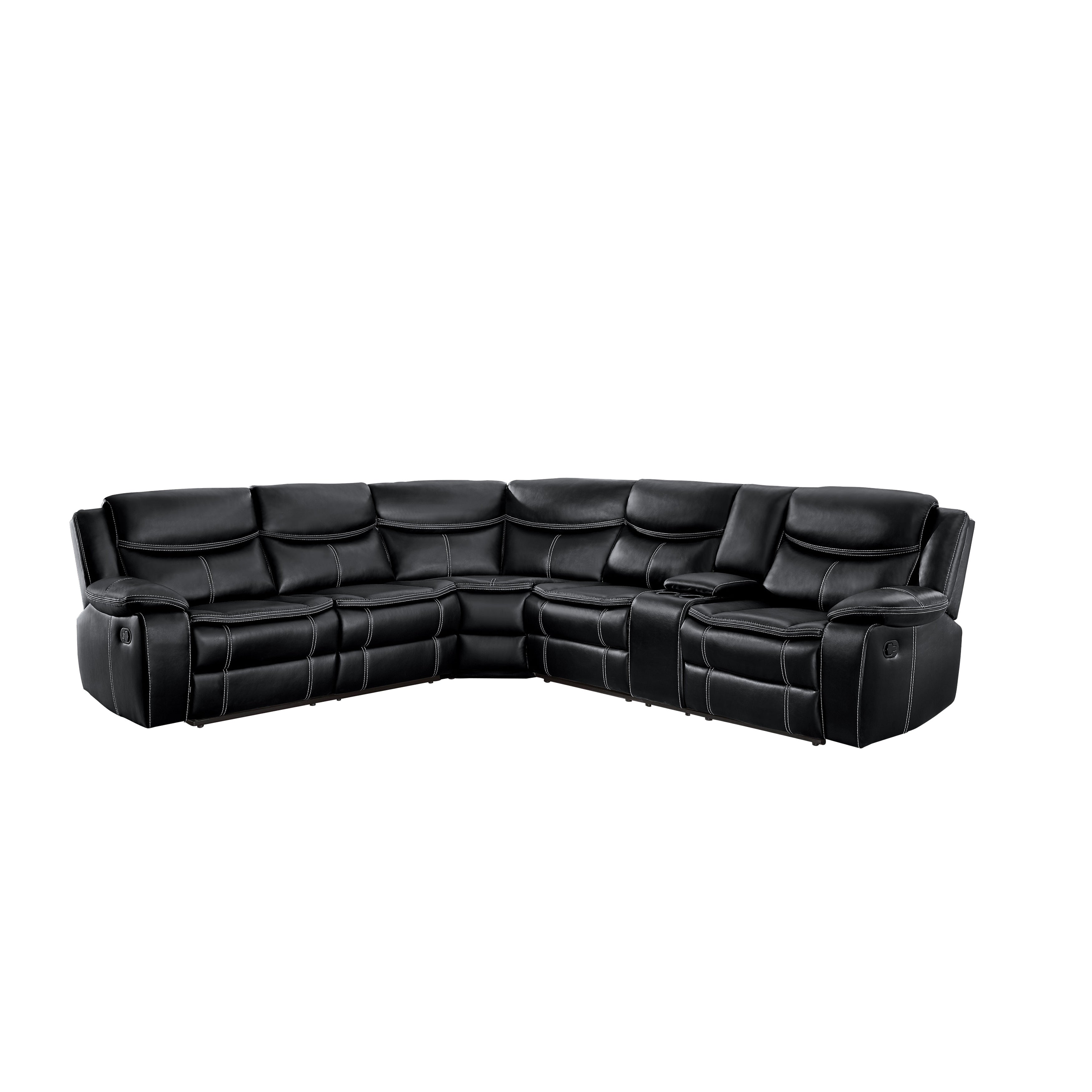Bastrop Black Reclining Sectional - SET | 8230BLK-2L | 8230BLK-2RCN | 8230BLK-CR - Bien Home Furniture &amp; Electronics